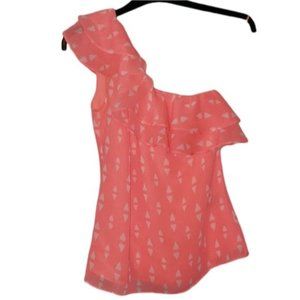 3/$15 Apt 9 One Shoulder Geometric Ruffle Blouse Size XS